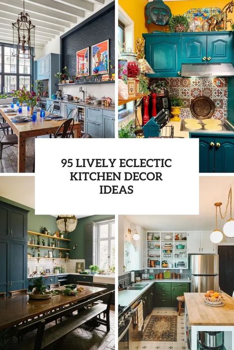 Picture of lively eclectic kitchen decor ideas Eclectic Kitchens, White Cottage Kitchens, Old Country Kitchens, Rustic Wood Cabinets, Eclectic Kitchen Design, Eclectic Kitchen Decor, Shabby Chic Cabinet, Funky Kitchen, Shabby Chic Table