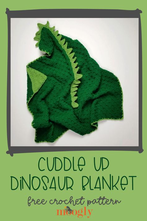 The Cuddle Up Dinosaur Blanket features the corner to corner stitch and a roaring good time! Crochet one for your own little wild one with Caron One Pound and this free crochet pattern on Moogly! #freecrochetpattern #yarnspiration #dinosaurs #mooglyblog #crochetforkids via @moogly Crochet Dinosaur Pattern Free, Dinosaur Crochet Pattern, Dinosaur Baby Blanket, Crochet Dinosaur Patterns, Dinosaur Blanket, Crochet Kids, Baby Mine, Crochet Dinosaur, Crochet Dragon