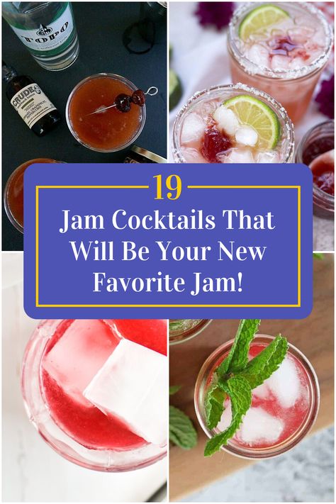 Collage of 4 jam cocktails. Jam Jar Drinks, Jam Cocktails Drink Recipes, Jam Jar Cocktails, Gin And Jam Cocktail, Jam Cocktails, Bramble Cocktail, Easy To Make Cocktails, Lemon Cocktail, Batch Cocktails