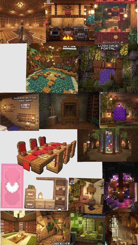 Minecraft moodboard Minecraft Magical Library, Minecraft Moodboard, Minecraft Library Ideas, Minecraft Bookshelf, Library Minecraft, Minecraft Library, Magical Library, Nuh Uh, Minecraft Ideas