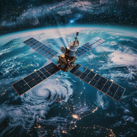 "Satellite Over Earth: A #satellite orbits #Earth, capturing the brilliance of our planet against the stunning backdrop of #space. #solarpanels #orbit #aiart #aiphoto #stockcake ⬇️ #Download and 📝 #Prompt 👉 https://stockcake.com/i/satellite-over-earth_950452_1083959". Satalite Images, Space Satellite, Creative Mind Map, Assignment Ideas, Earth Images, Satellite Maps, Eye Of The Storm, Satellite Image, Water Dog