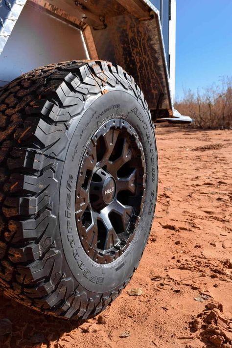 The top upgrade for any vehicle that you plan on taking off-road, are the tires. And one of the most popular off-road tires is the BFGoodrich KO2 All-Terrain tire. I’m here to tell you why BFG KO2s remain my tire of choice on all of my overland truck builds. Truck Builds, Overland Camper, Overland Trailer, Overland Truck, Off Road Trailer, Old Ford Trucks, Trailer Build, Car Camper, Rock Sliders