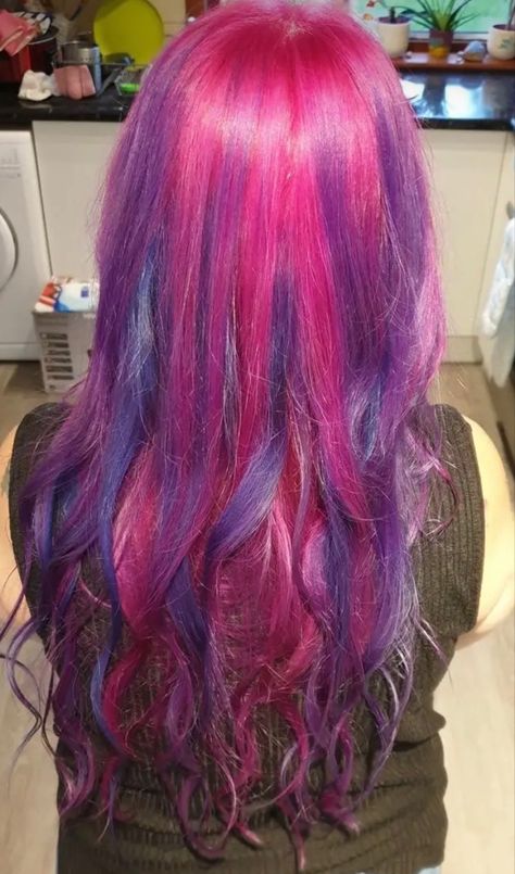 Pink Purple And Green Hair, Fully Dyed Hair, Pink Hair Grunge, Purple And Pink Hair, Hair Color Swatches, Blue And Pink Hair, Multicolor Hair, Hair Color Unique, Multi Colored Hair