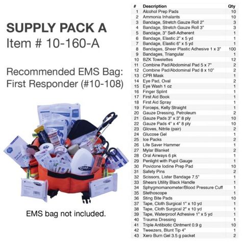 The Kemp USA, Medical Supply Pack A, is a fill kit for EMS Gear Bags. It comes with (43) unique first-aid items, totaling 229 pieces. https://loom.ly/CtPopEk #medical #EMTkit #EMT Ems Gear, Emt Gear, Home First Aid Kit, Emergency Medical Kit, Survival Skills Emergency Preparedness, Chinese New Year Crafts For Kids, Emergency Prepardness, Ems Bag, Fire Training