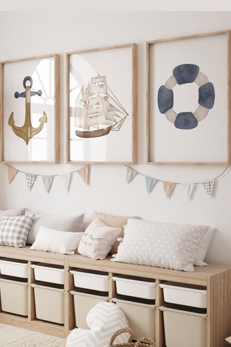 Introducing our exquisite set of 3 Nautical Nursery Prints, designed to transform your little one's space into a captivating maritime haven.Bring the allure of the sea into your child's nursery with our set of 3 Nautical Nursery Prints. Watch as their eyes light up with wonder and their imagination sets sail on countless adventures. Whether as a gift or a cherished addition to your own home, these prints will create a truly magical and inspiring environment for your little one. Baby Dinosaur Nursery, Ocean Theme Nursery, Safari Poster, Blue Gray Nursery, Teddy Bear Nursery Decor, Dino Nursery, Nursery Blue, Dinosaur Printable, Christian Nursery Decor