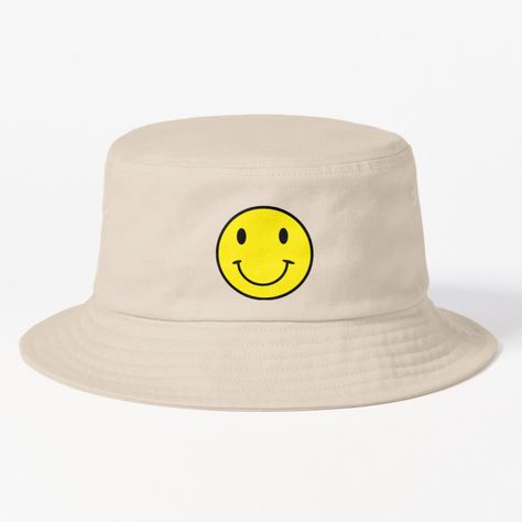 Smiley Face Gifts, Hippie Trippy, Yellow Smiley Face, Hippie Aesthetic, Bucket Hat Design, Acid House, Face Stickers, Hang Loose, Hats For Sale