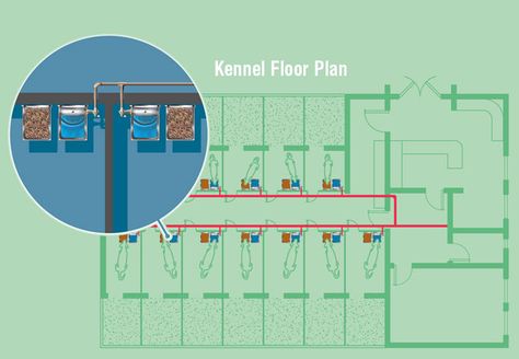 Dog Kennel Plans, Kennel Plans, Boarding Kennels, Dog Boarding Kennels, Indoor Dog Kennel, Kennel Ideas, Doggy Daycare, Watering System, Farm Ideas