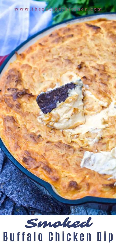 Smoked Buffalo Chicken Dip, Smoked Chicken Dip, Homemade Hushpuppies, Cornmeal Fritters, Smoked Buffalo Chicken, Buffalo Dip Recipe, Fried Cornmeal, Sour Cream Ranch Dressing, Buffalo Chicken Dip Crock Pot