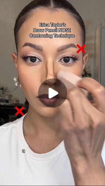 How To Highlight Nose, Contour Makeup For Nose, How To Contour My Nose, Nose Contour Before And After, Makeup Contouring And Highlighting, Make Nose Smaller Contours, Contouring The Nose, Contour Asian Face, Drugstore Contouring Products