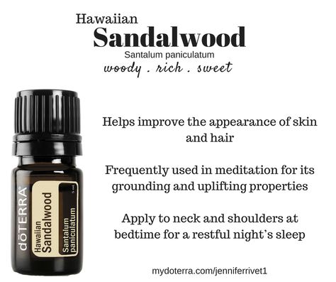 Hawaiian Sandalwood Essential Oil from dōTERRA. Woody, rich, sweet. #mommywifeandoillife #doterraessentialoils  Follow me on Facebook-Mommy, Wife & Oil Life and instagram @mommywifeandoillife Sandlewood Essential Oil, Doterra Sandalwood, Doterra Oils Recipes, Essential Oils Diy, Essential Oils Uses, Homemade Essential Oils, Homemade Skincare, Turmeric Face Mask, Natural Mask