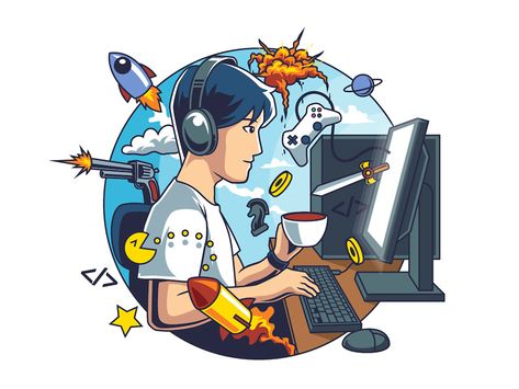 Game Developer game developer website web vectorart vector commission artist gamedev illustration Game Development Art, Draw Outline, Game Maker, Vector Game, Game Developer, Character Sketches, Drawing Videos, Game Development, Skull Art