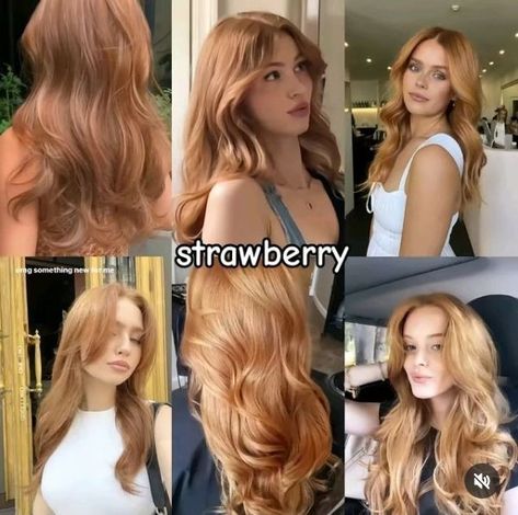 Strawberry hair color  Check out our hair color board for more hair color ideas and hair color inspiration comment and follow for Reddish Gold Hair, Strawberry Blonde Gloss, Medium Strawberry Blonde, Strawberry Ginger Hair, Golden Strawberry Blonde Hair, Gingerbread Caramel Hair, Bonde Hair, Strawberry Hair Color, Ginger Blonde Hair