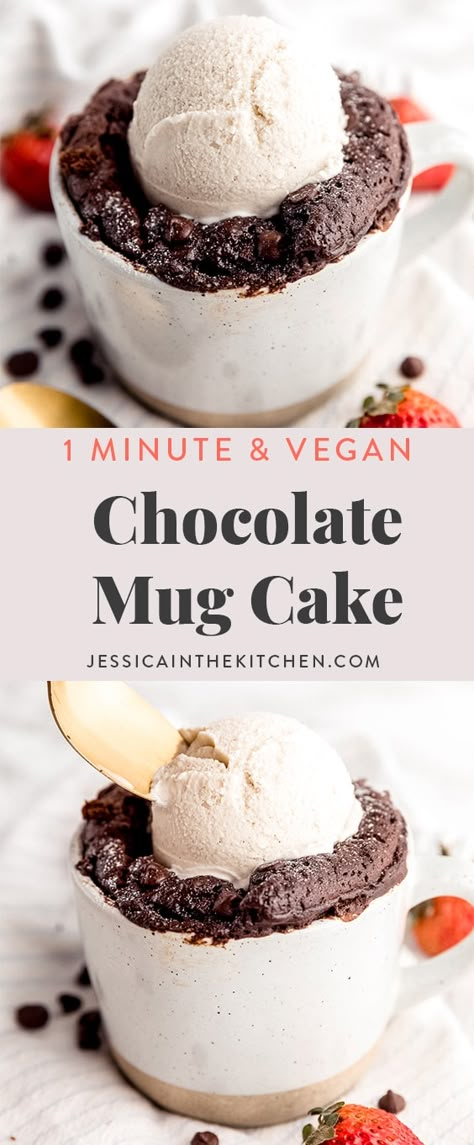 Vegan Chocolate Mug Cake, Mug Cake Vegan, Vegan Mug Cake, Banana Bread Mug, Vegan Mug Cakes, Chocolate Chip Mug Cake, Cocoa Powder Recipes, Mug Cake Healthy, Chocolate Mug Cake