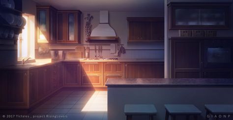 Kitchen - Visual Novel background by giaonp Gacha Kitchen Background, Visual Novel Background, Anime Houses, Script Doctor, Kitchen Background, Anime House, Episode Interactive Backgrounds, Anime Places, Episode Backgrounds