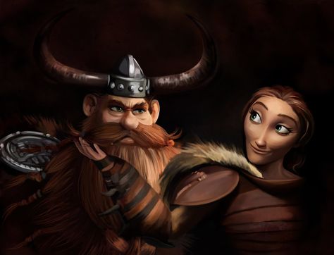 http://martadewinter.deviantart.com/art/Stoick-the-Vast-and-Valka-506855946 Httyd Valka Art, Stoic The Vast Httyd, Httyd Stoick And Valka, Httyd Rtte Viggo, Dragons Riders Of Berk, Httyd Skullcrusher, Dreamworks Characters, Pencil Test, Mythical Monsters