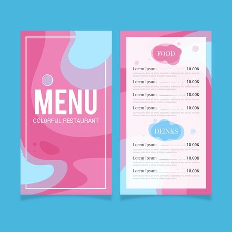 Korea Menu Design, Colorful Menu Design, Cute Menu Ideas, Colorful Restaurant, Menu Design Ideas, Template Restaurant, Menu Design Inspiration, Cafe Menu Design, Restaurant Drinks