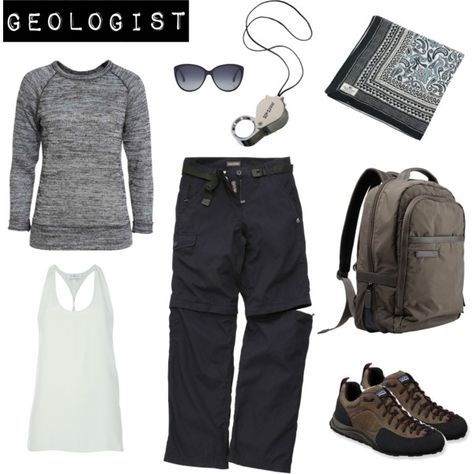 "Geologist" by emilysheppard on Polyvore Geologist Outfit, Hiking Fashion, Archaeology, Costume Ideas, Geology, Career, Outfit Ideas, Bags For Women, Hiking