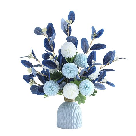 Artificial Flowers Peony Fake Flowers Hydrangea Crafts for DIY Home Bridal Wedding Party Festiva Blue Fake Flowers, Fake Flowers Bouquet, Indoor Dining Table, Peony And Hydrangea, Blue Chrysanthemum, Fake Flower Bouquet, Fake Hydrangeas, Peonies And Hydrangeas, Silk Peonies