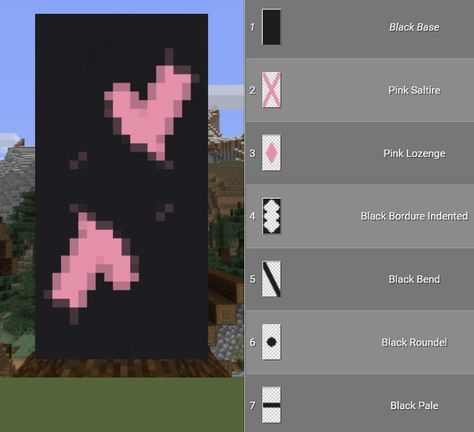 Minecraft Flag Design Pink, Cute Pink Minecraft Banners, How To Make A Bunny Banner In Minecraft, Aesthetic Minecraft Block Combinations, Minecraft Sign Board Design, Hello Kitty Minecraft Banner, Cherry Blossom Banner Minecraft, Ghost Banner Minecraft, Minecraft Templates Buildings