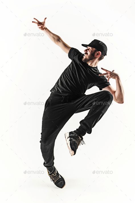 The silhouette of one hip hop male break dancer dancing on white background Stock Photo by master1305 Break Dancer, Jumping Poses, Life Drawing Reference, Action Pose Reference, Male Pose Reference, Sketch Poses, Background Photos, People Poses, Anatomy Poses