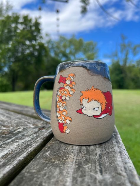 Handmade ponyo mug by LunaBloomPottery 🖤 #ponyo #studioghibli Ponyo Ceramic Bowl, Ponyo Themed Bedroom, Ponyo Decor, Ghibli Ceramics, Ghibli Decor, Ghibli Studio, Tokyo Japan Travel, Ceramics Pottery Art, Ceramics Projects