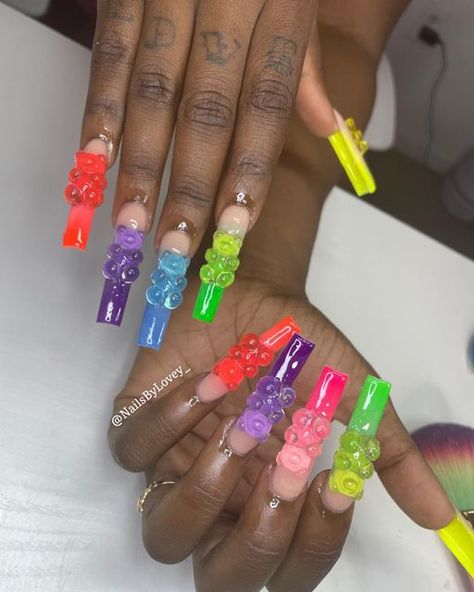 Gummy Bear Nails Designs, Food Nails Designs, Gummy Bear Nails, Bear Nails, Food Nails, Bears Nails, Gummy Bear, Fire Nails, Nails Designs