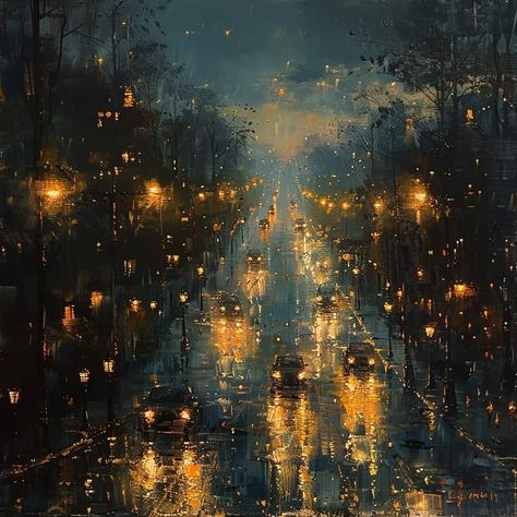 Rain Painting, Monet Paintings, City Painting, Art Painting Gallery, Art Inspiration Painting, Dreamy Art, Aesthetic Images, Heart Art, Pretty Art