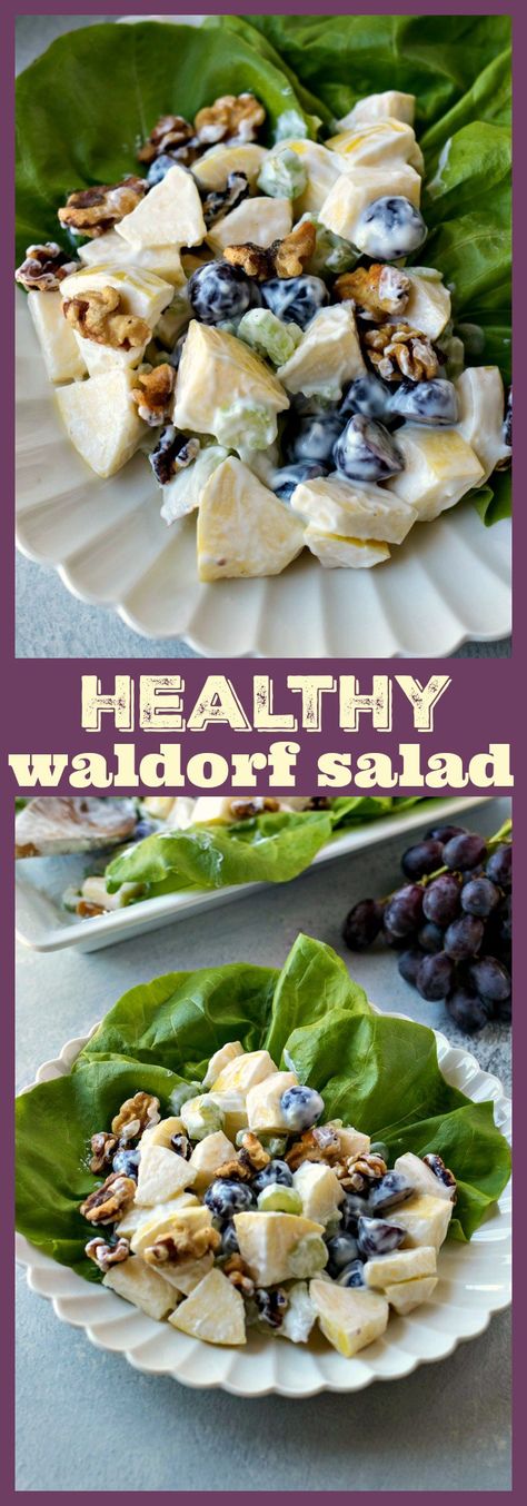 Healthy Waldorf Salad Greek Yogurt Salad, Recipes Apples, Yogurt Salad, Waldorf Salad, Classic Salad, Fruit Salads, Apple Salad, Healthy Salad, Chopped Salad