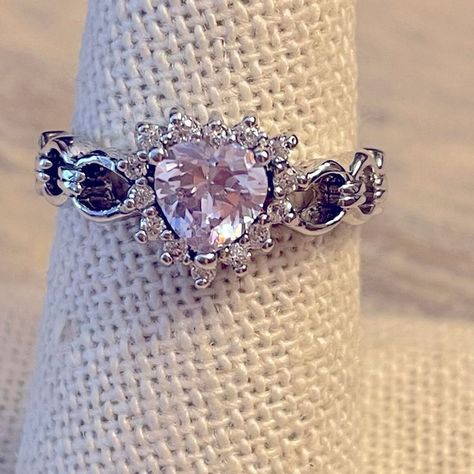 Pink Diamond Wedding Ring Set, Unique Rings Silver, Pink Promise Ring, Pink Wedding Ring, Colored Wedding Rings, Pink Rings, Pink Heart Rings, Cute Promise Rings, Pink Wedding Rings