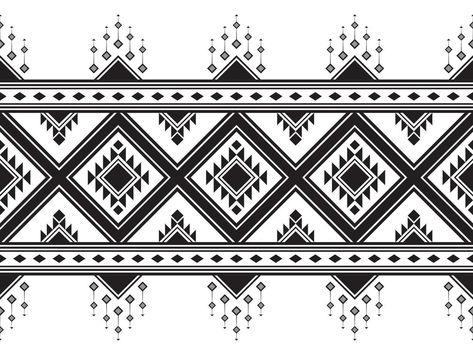 Geometrical Border Design, Ikat Art, Fabric Pattern Design, Ethnic Pattern Design, Fabric Patterns Design, Black And White Fabric, Ikat Pattern, Ethnic Patterns, Stencil Painting