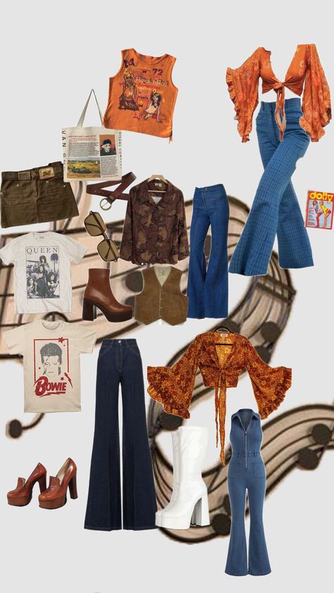 #fashioninspo #fashion #retro #70s #outfit 60s Famous Women, Fashion From The 70s, Fashion Inspo Outfits 70s, Outfit Inspo 70s Aesthetic, Hippy Fashion 1970s, 70s Outfit Inspiration Vintage, 70s Outfit Moodboard, 70s Abba Outfit, 70s Shein Outfits