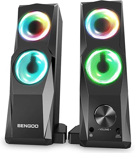 Amazon.com: BENGOO GS01 Computer Speakers, Wired RGB Gaming Speakers for Computer Laptop Desktop,2.0 Channel Stereo PC Speakers, Compact Maneuverable Sound Bar, USB Powered 3.5mm Aux, 3.5mm Headphone Jack : Electronics Gaming Speakers, Desk Monitor, Projector Tv, Big Speakers, Desktop Speakers, Multimedia Speakers, Pc Speakers, Pc Accessories, Small Speakers