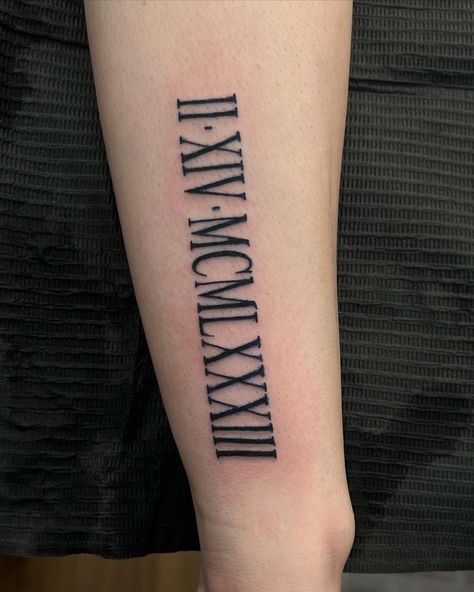 her dads birthday, who’s gettin roman numerals next? 🫵🏼 #ladysmokeinkk #romannumerals #tattoo #firsttattoo #blackink #royalink #armtattoo #girlthings #daddysgirl #ambitionrotary #tattooinspo #familylove #girltatinspo #bookwithme #midway #dmtobook #chicago #foryou #explorepage Dads Birthday, First Tattoo, Dad Birthday, Roman Numerals, Family Love, Arm Tattoo, Tatting, Chicago, Tattoos