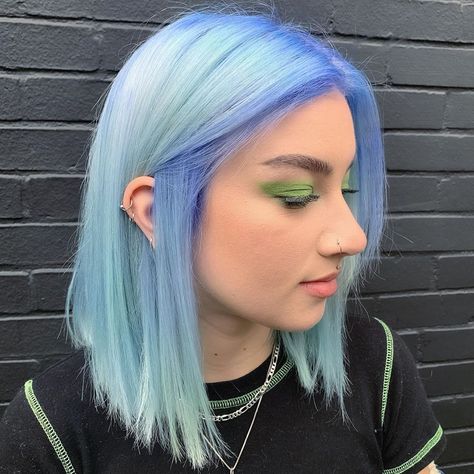 Meredith Allen • PDX Stylist on Instagram: “Periwinkle roots for @alexisxcosmo 🌙 • • • #bluehair #icyhair #pastelhair #pastelbluehair #periwinklehair” Periwinkle Hair, Icy Hair, Easy Professional Hairstyles, Pastel Blue Hair, Pastel Shorts, Coloured Hair, Halo Hair, Fun Hair, Character References