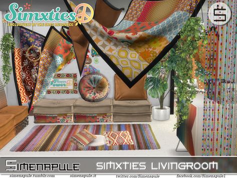 Ceiling Tapestry, Living Room Sims 4, Sims 4 Beds, Sims 4 Teen, Boho Furniture, Sims House Design, The Sims 3, Sims 4 Build, Sims Community