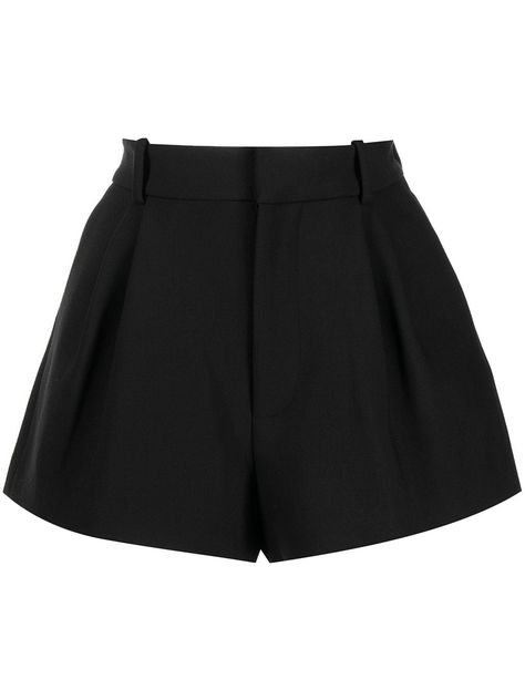 Dress Shorts Women, Farfetch Black Shorts, Black Shorts Outfit Night, Black Trouser Shorts, Black Tailored Shorts, Black Short Pants, Black Shorts Women, Black Pleated Shorts, Short Elegantes