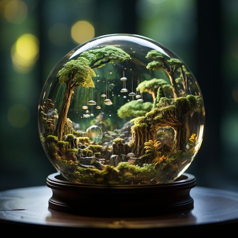 Ai made me do it Open Terrariums, Beautiful Terrariums, Water Globes, Glass Products, Fairy Garden Diy, New Earth, Plant Art, Desk Setup, Glass Globe