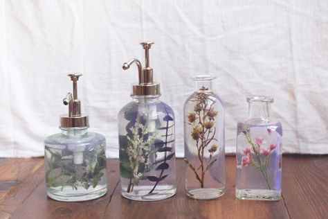 A Pretty Update To Your Bathroom Venice Apartment, Diy Soap Dispenser, Soap Dispenser Diy, Flower Bottle, House Decorations, Trendy Bathroom, Bathroom Soap Dispenser, Soap Pump, Dream Living