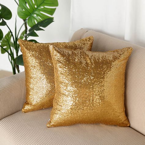 Pillow Covers Bedroom, Gold Pillow Covers, Sequin Throw Pillows, Gold Pillow, Sequin Cushion, Gold Throw, Bed Pillow Covers, Chair Couch, Wedding Decorations Ideas