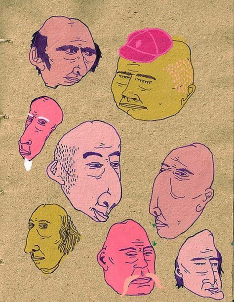 Outsider Art Drawing, Head Drawings, Treat Thinning Hair, Natural Hair Regrowth, Arte Punk, Male Pattern Baldness, Pattern Baldness, Indie Art, Character Design Sketches