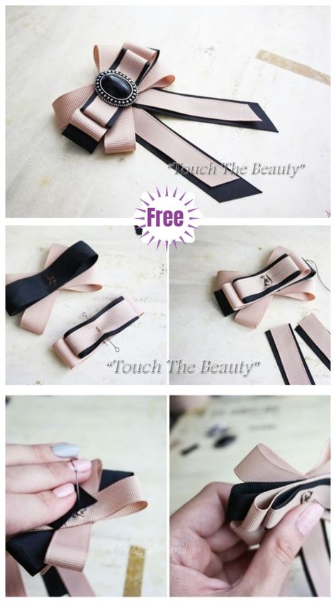 Brooch Tutorial, Ribbon Brooch, Make A Bow, Ribbon Crafts Diy, Hair Bow Tutorial, Ribbon Diy, Bows Diy Ribbon, Diy Bows, Brooch Diy