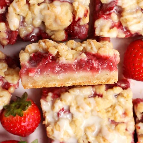 Strawberry Shortcake Tart, Strawberry Bars Recipes Cake Mixes, Strawberry Pie Bars, Strawberry Squares, Strawberry Shortcake Cheesecake Bars, Baking Bars, Scientifically Sweet, Strawberry Shortcake Bars, Blueberry Pie Bars