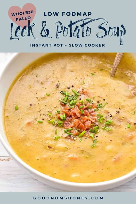 Fodmap Soup Recipes, Low Fodmap Soup Recipes, Low Fodmap Soup, Fodmap Soups, Potato And Leak Soup, Fodmap Soup, Fodmap Slow Cooker, Potato Soup With Bacon, Fod Map