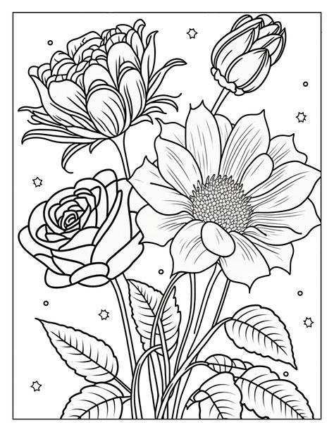 Flower Colouring Pages, Floral Coloring Pages, Flowers Coloring Pages, Flower Coloring Sheets, Stick Drawings, Pattern Coloring Pages, Free Adult Coloring Pages, Printable Adult Coloring Pages, Art Gallery Wallpaper