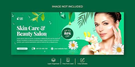 Spa and beauty salon facebook cover soci... | Premium Psd #Freepik #psd #cover #leaf #facebook #nature Facebook Cover Ideas, Cover Page Facebook, Banner Spa, Brand Banner, Holistic Clinic, Skincare Boutique, Facebook Cover Images, Cosmetics Banner, Facebook Cover Design