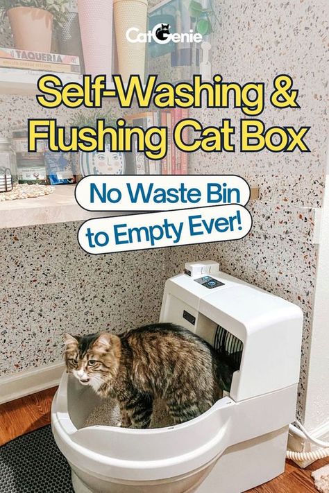 With this Automatic self-washing and self-flushing cat box you never have to manually clean the litter box! And you don't need to come back later to empty a waste bin like other automatic cat boxes. You can set it and forget about cleaning the litter box thanks to CatGenie. If you have multiple cats we know litterbox duty can get overwhelming let catgenie do the dirty work for you. Best Cat Litter Boxes, Best Self Cleaning Cat Litter Boxes, Automatic Cat Litter Box Ideas, Cat Litter Room Ideas, Cat Litter Set Up, Automatic Litter Box Cats, Self Cleaning Litter Box Cats, Puppy Litter Box Ideas, Diy Cat Litter Box Ideas Hidden