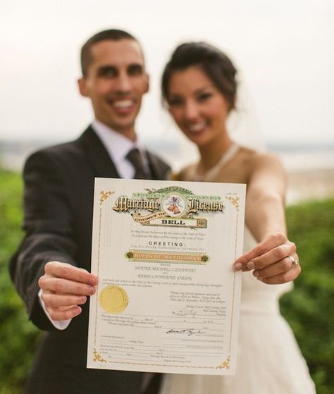 Wedding License, Unique Wedding Photos, Wedding Picture Poses, Weddings By Color, Marriage Certificate, Marriage License, Bridal Party Photos, Wedding Photos Poses, Wedding Party Photos