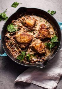 You'll love this crispy chicken in a creamy bourbon sauce with pancetta and mushrooms! Chicken With Mushrooms, Bourbon Sauce, Bourbon Chicken, Fall Comfort Food, Grilled Eggplant, Comfort Food Recipes Dinners, Chicken Tortilla Soup, Chicken Tortilla, Recipe Chicken