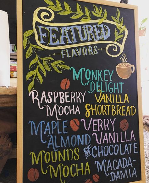 Coffee Chalkboard Menu Ideas, Chalk Signs Restaurant, Chalk Drink Menu Board Ideas, Coffee Shop Specials Board, Chalk Board Ideas For Businesses, Coffee Specials Board, Coffee Shop Boards Chalkboards, Coffee Shop Chalkboard Art, Special Board Restaurant Signs