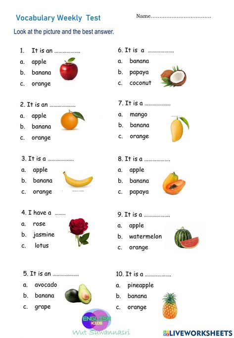 Fruits Worksheet For Grade 1, Fruit Worksheets For Kids, Fruits Worksheets For Kids, Fruits And Vegetables Worksheet, Fruit Worksheet, Reading Comprehension For Kids, Alphabet Worksheets Kindergarten, School Study Ideas, Worksheets Kindergarten